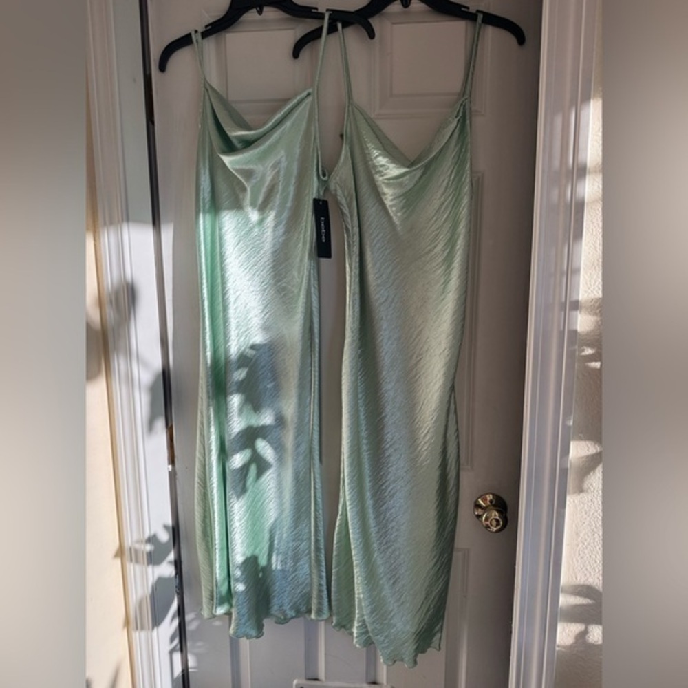 NWT Bebe - Mint Satin Dresses - S and M